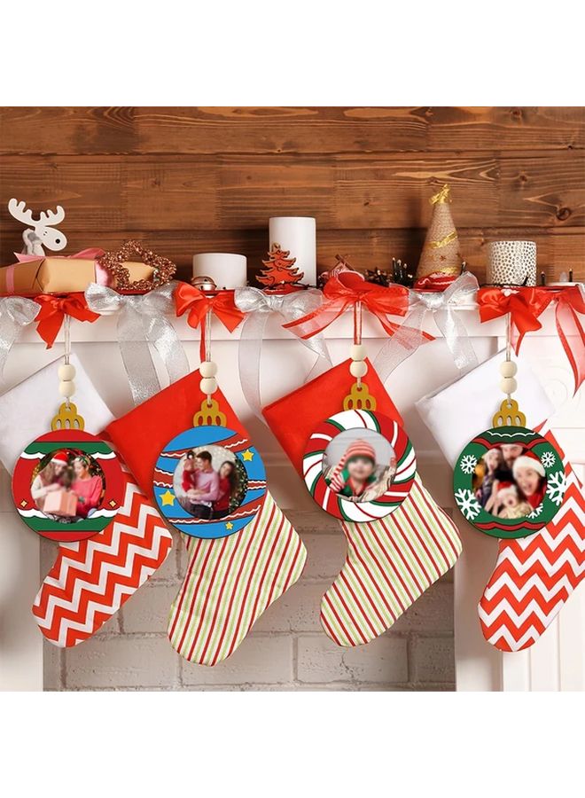 10pcs DIY Paintable Wood Christmas Photo Ornaments Blank Round Picture Frames - Image 5